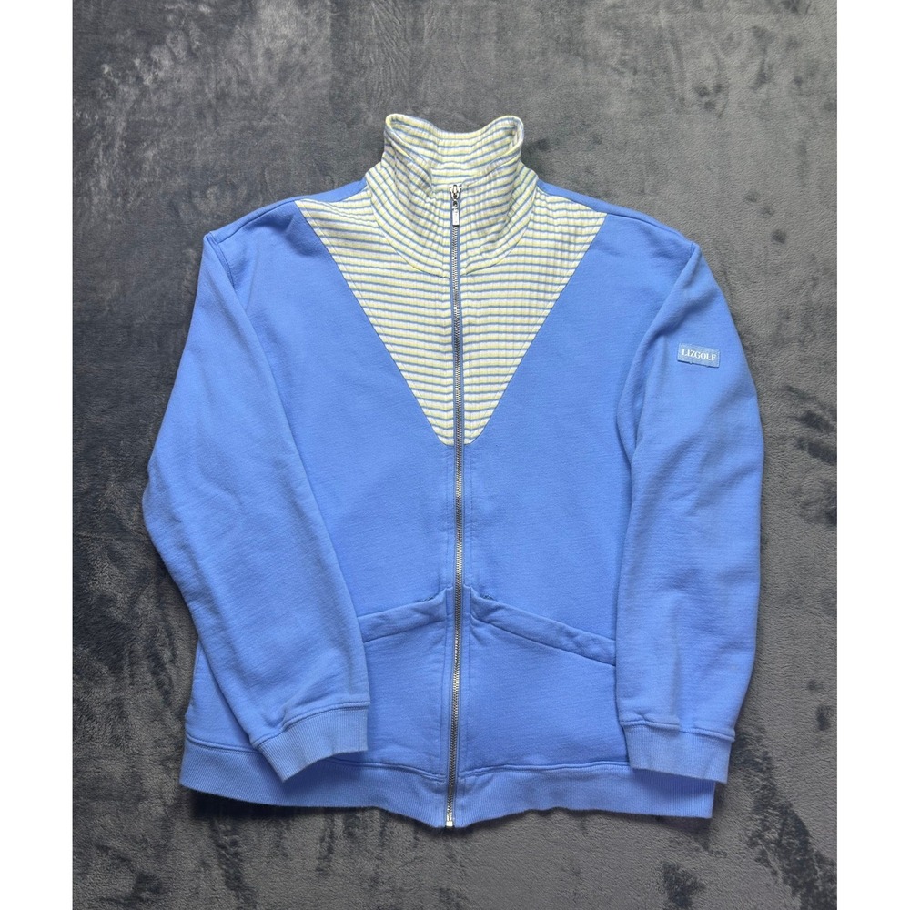 LizGolf Liz Claiborne Womens Full Zip Jacket Size Large Blue Vintage Golf